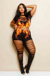 Plus Size Sliced Flame Matching Sets