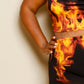 Plus Size Sliced Flame Matching Sets