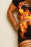 Plus Size Sliced Flame Matching Sets