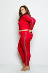 Plus Size Striped Jacket and Jogger Set