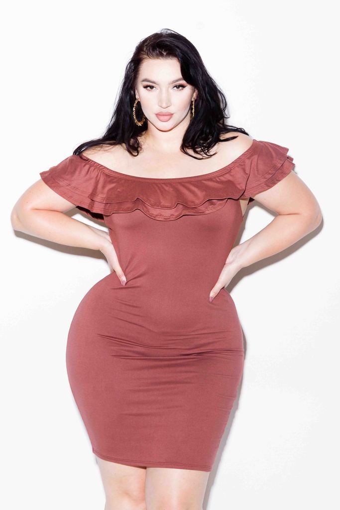Plus Size Sexy Off Shoulder Glam Ruffle Dress