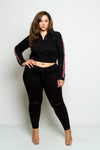 Plus Size Striped Jacket and Jogger Set