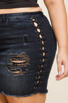 Plus Size Lace Up Denim Skirt Item