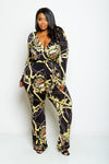 Plus Size Royal Crest Unique Print Jumpsuit