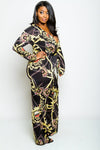 Plus Size Royal Crest Unique Print Jumpsuit