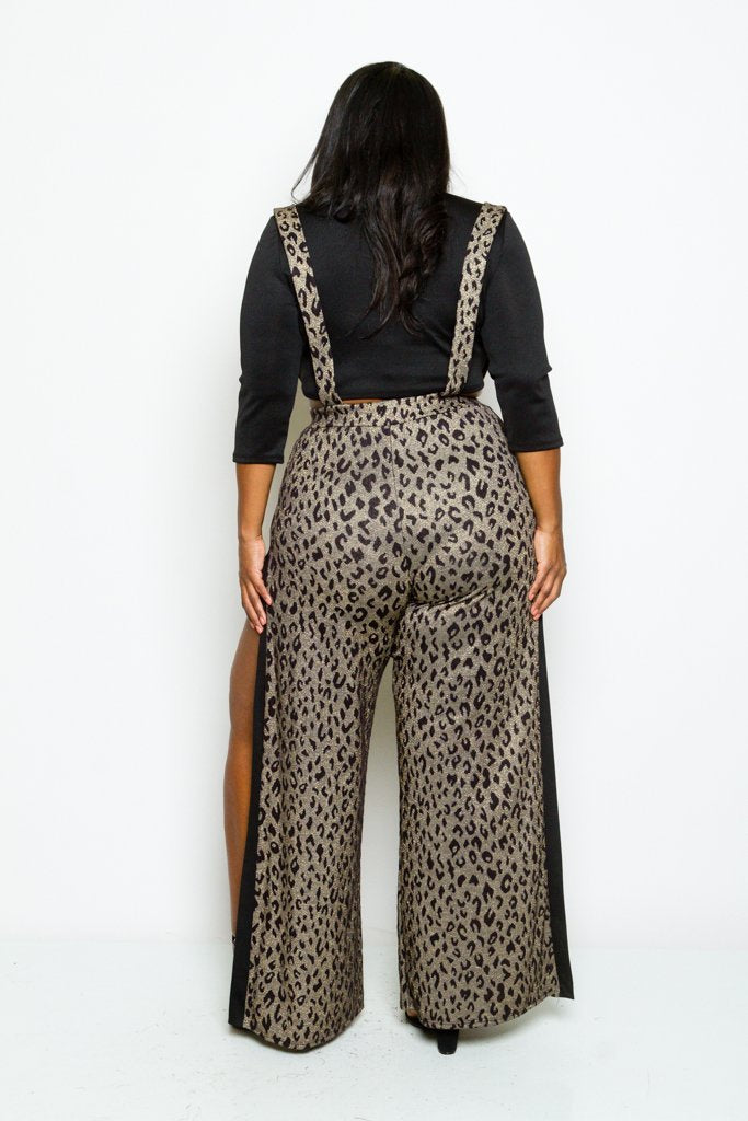 Plus Size Soft Velvet Cropped top and Overall Pants Set