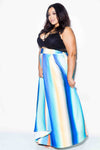 Plus Size Rainbow Maxi Skirt