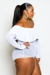 Plus Size Sexy Off Shoulder See Through Mesh Bodysuit