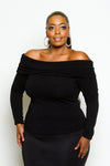 Plus Size Fold Over Sexy Off-Shoulder Top