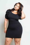 Plus Size Sexy Bodycon Dress with Exaggerated Sleeves