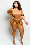 Plus Size Suede Matching Sets