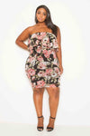 Plus Size Gorgeous Floral Glam Ruffle Dress