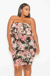 Plus Size Gorgeous Floral Glam Ruffle Dress