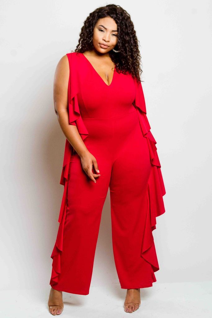 Plus Size Glam Ruffle Jumpsuit