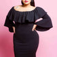 Plus Size Sexy Off Shoulder Bell Sleeve Dress