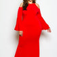 Plus Size Cold Shoulder Showstopper Mermaid Bell Sleeve Maxi Dress