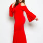 Plus Size Cold Shoulder Showstopper Mermaid Bell Sleeve Maxi Dress
