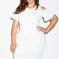 Plus Size Midi Dress with Cut Out Shoulder