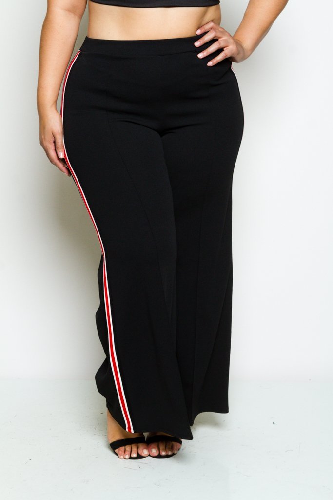 Plus Size Red Line Wide Cute Flare Pants