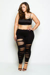 Plus Size Slashed Lazer Cut Leggings