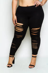 Plus Size Slashed Lazer Cut Leggings