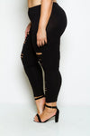 Plus Size Slashed Lazer Cut Leggings