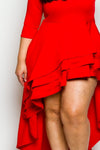 Plus Size Sexy Hi-Lo Cascade Glam Ruffle Dress