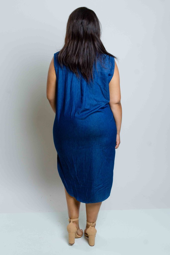 Plus Size Button Down Chambray Dress [SALE]