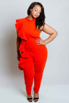 Plus Size Glam Ruffle Cascade Jumpsuit