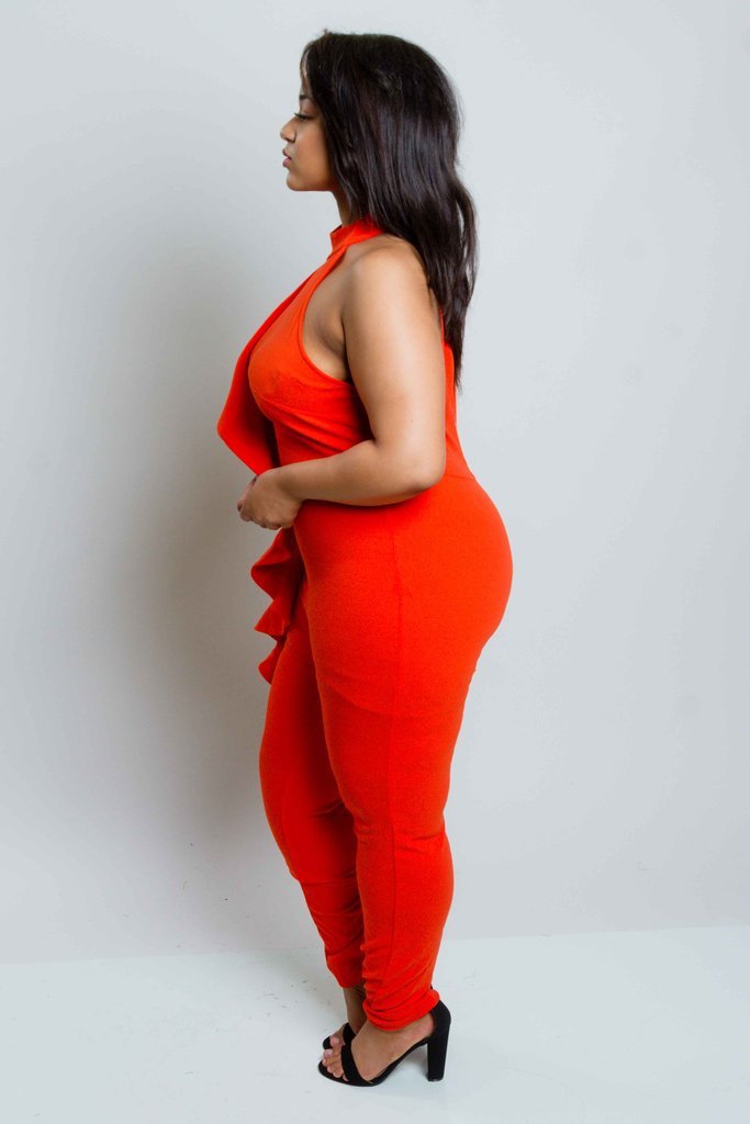 Plus Size Glam Ruffle Cascade Jumpsuit