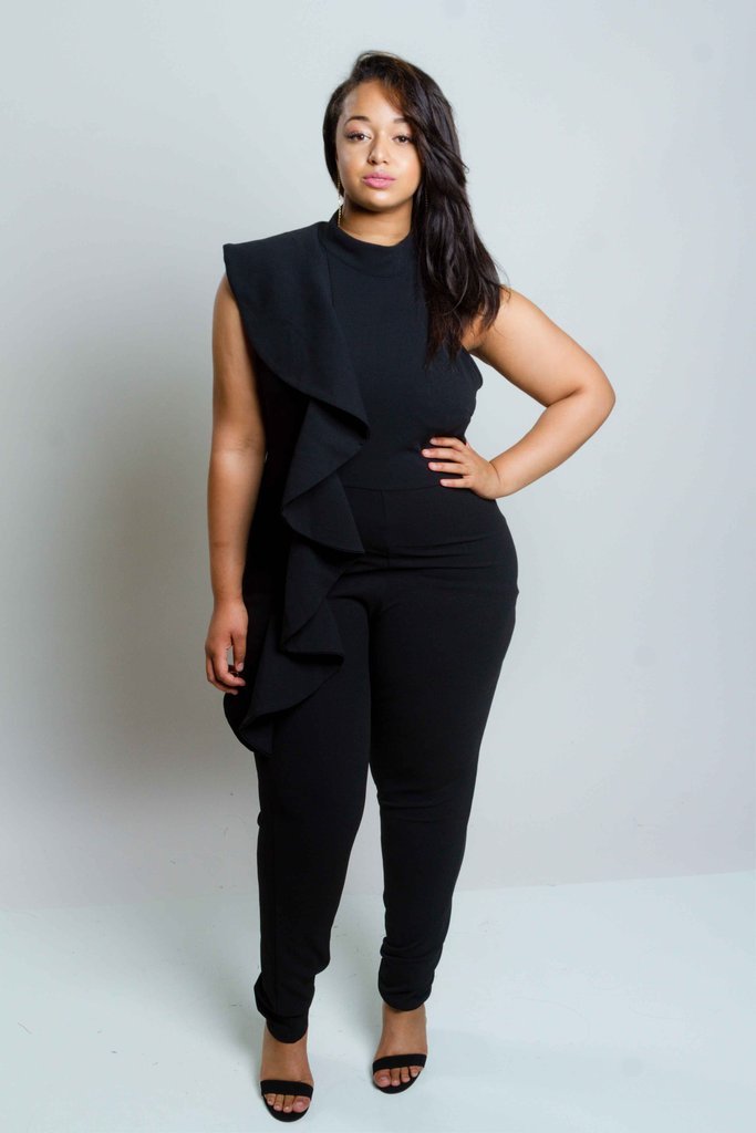 Plus Size Glam Ruffle Cascade Jumpsuit