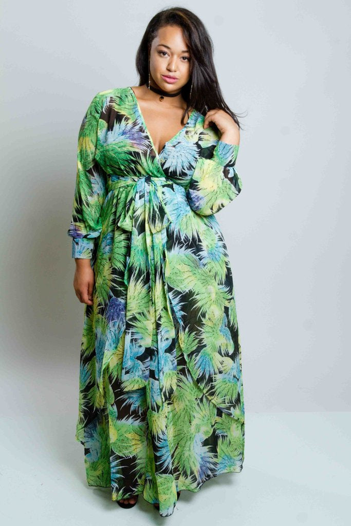 Plus Size Tropical Maxi Dress