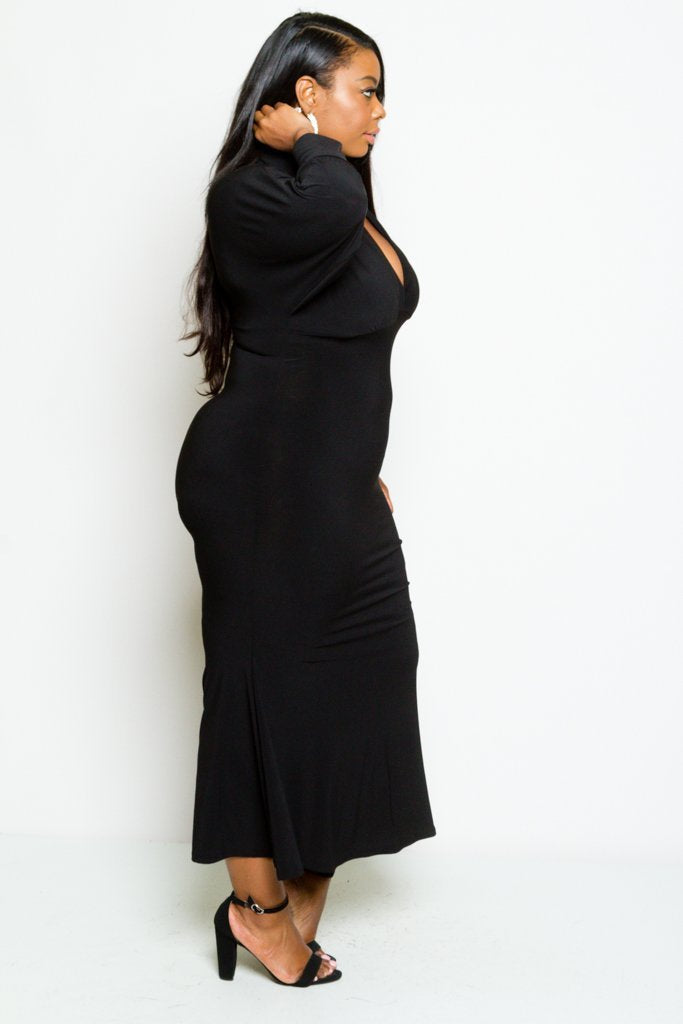 Plus Size V-neck Showstopper Mermaid Maxi Dress