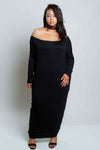 Plus Size Sexy Off Shoulder Long Sleeved Jersey Maxi Harem Dress