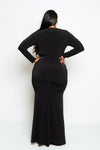 Plus Size Long Sleeve Twist Maxi Dress