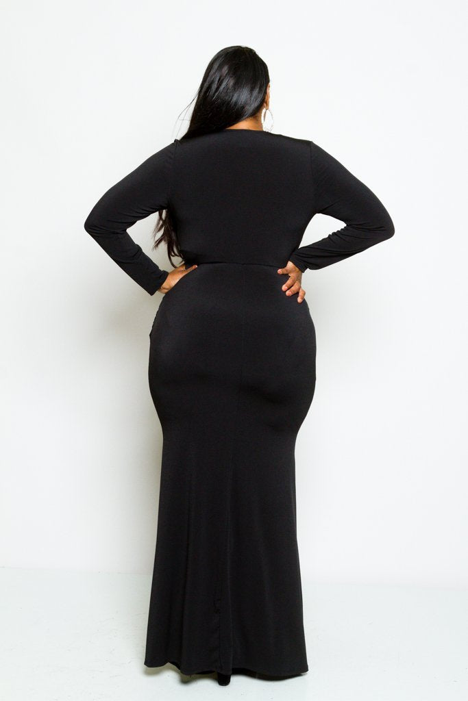 Plus Size Long Sleeve Twist Maxi Dress