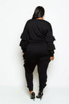 Plus Size Glam Ruffled Pull Over and Jogger Set