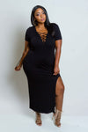 Plus Size High Slit Tie Maxi Dress