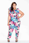 Plus Size Rose Jumpsuit with Glam Ruffle Sleeves