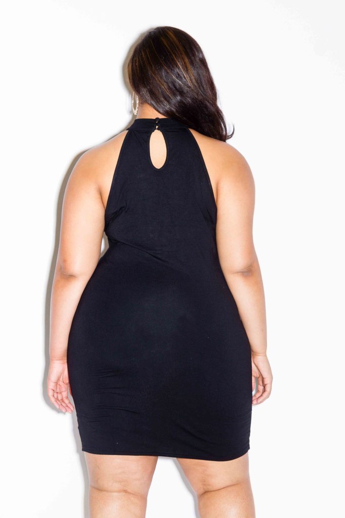 Plus Size Mock Neck Sexy Lace Up Dress