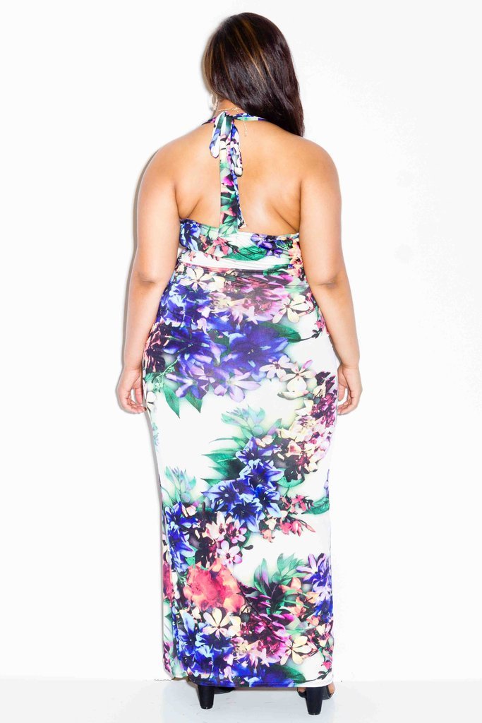 Plus Size Gorgeous Floral Maxi Dress with Straps