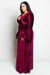 Plus Size Striped Soft Velvet Gown