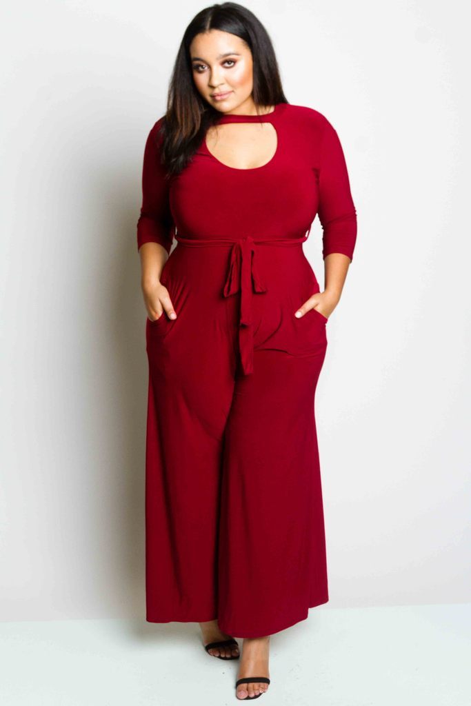 Plus Size Key Hole Opening Jumpsuit