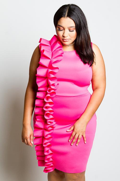 Plus Size Radiant Side Glam Ruffle Dress