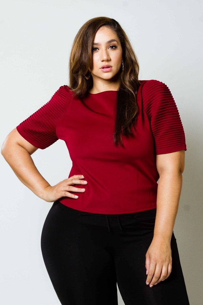 Plus Size Structured Shoulder Blouse