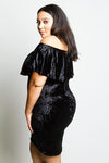 Plus Size Sexy Off Shoulder Soft Velvet Dress