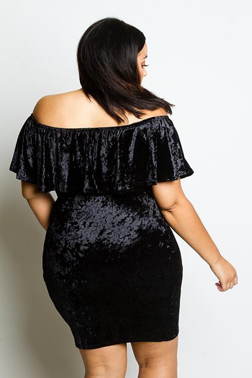 Plus Size Sexy Off Shoulder Soft Velvet Dress