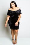 Plus Size Sexy Off Shoulder Soft Velvet Dress