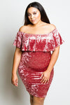 Plus Size Sexy Off Shoulder Soft Velvet Dress