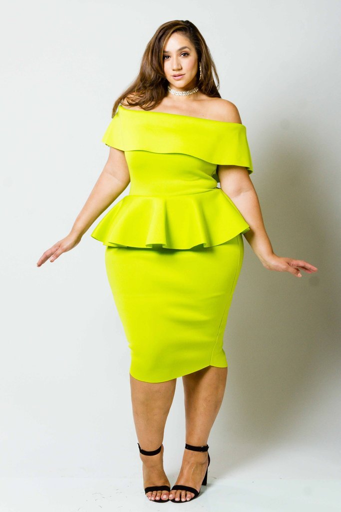 Plus Size Peplum Sexy Off Shoulder Dress